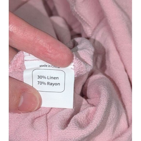 NWT Daceslon Jumpsuit L Women's Pink Adjustable Strap Linen Jumper Bib Overalls - Picture 8 of 8